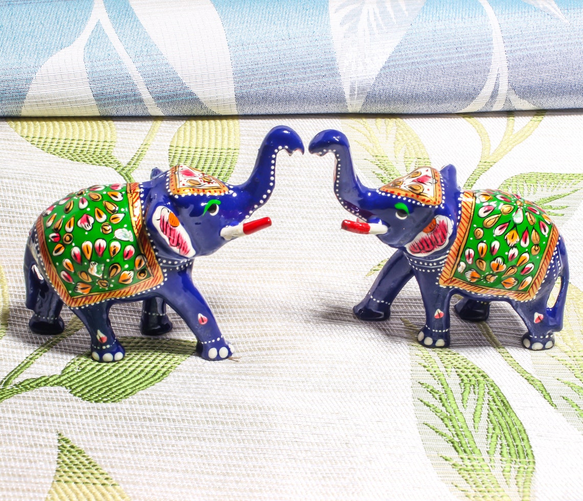 Decorative Indian Elephant in Metal With Traditional Meenakari Etsy