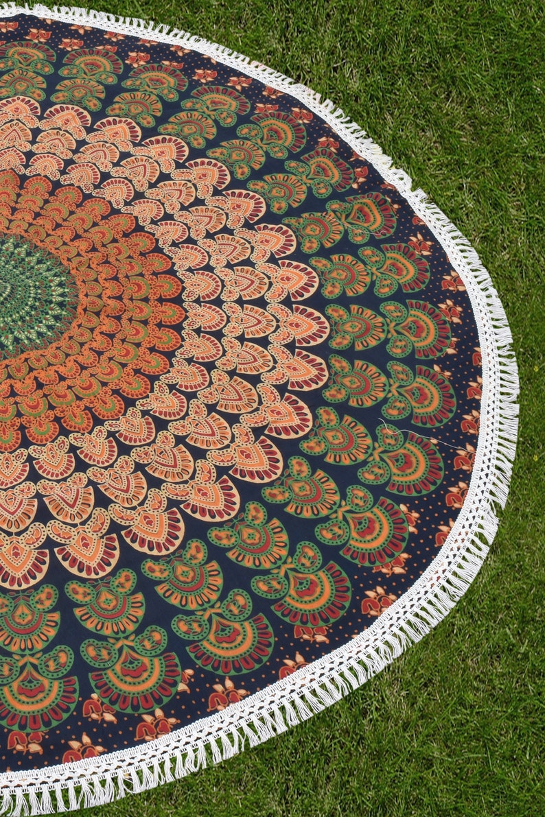 Indian Mandala Round Tapestry Beach Tapestry Picnic Blanket Etsy