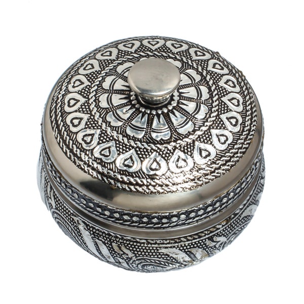 Traditional Indian Handcrafted Oxidized Jewelry box, bangle box- trinket storage,  vintage jewelry box, Antique,Unique Item,Valentine Gift