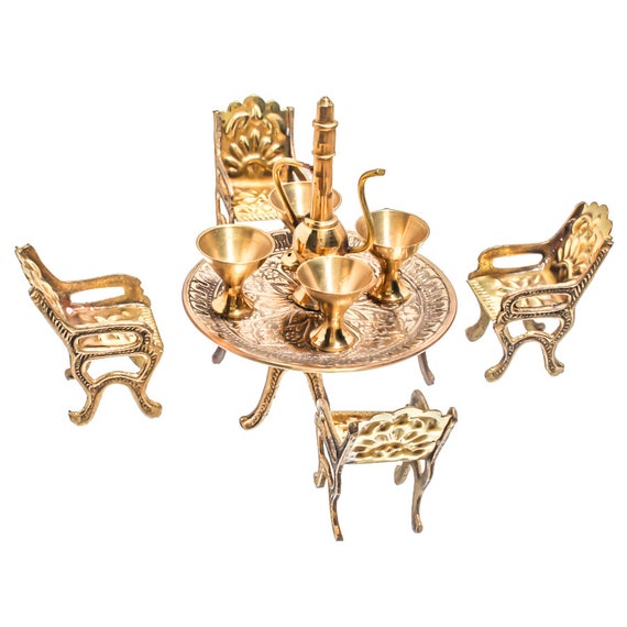 Unique Vintage Brass Dining Set Home Decor Antique Vintage