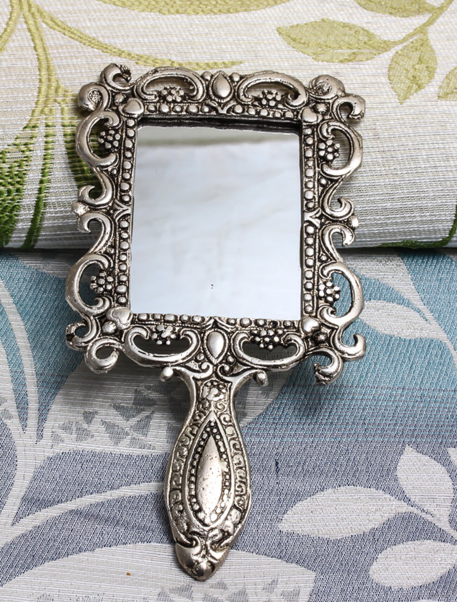Vintage Silver Plated Hand Mirror Vanity Mirrorsilver Face Etsy