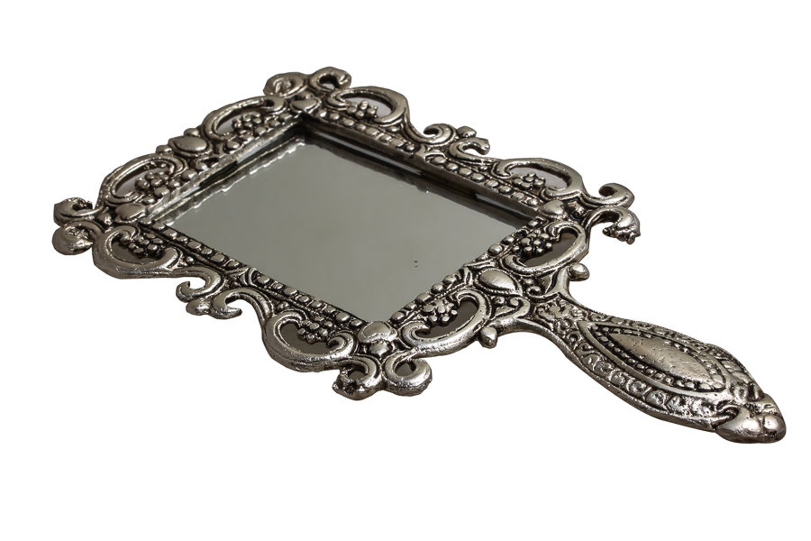 Vintage Silver Plated Hand Mirror Vanity Mirrorsilver Face Etsy