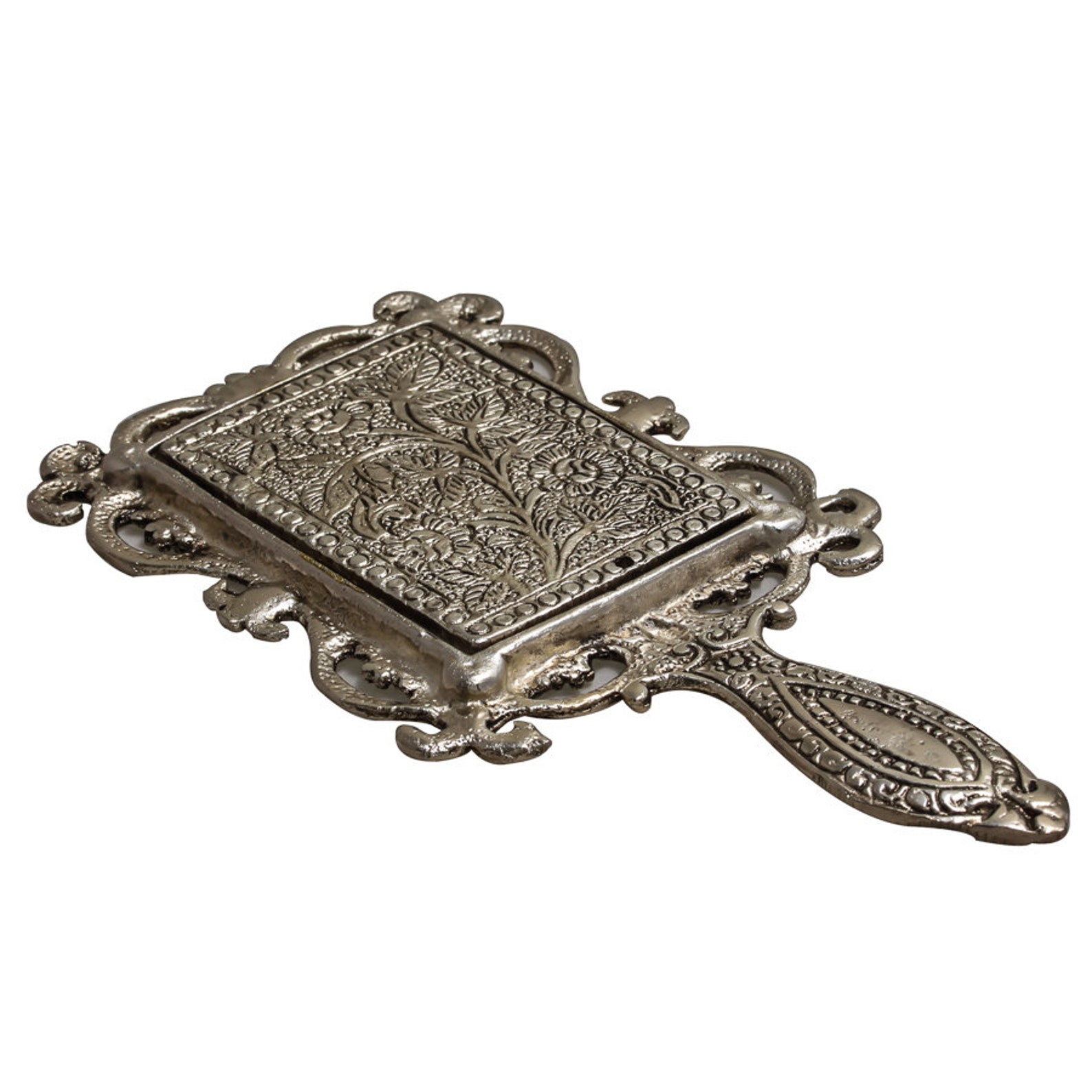 Vintage Silver Plated Hand Mirror Vanity Mirrorsilver Face Etsy