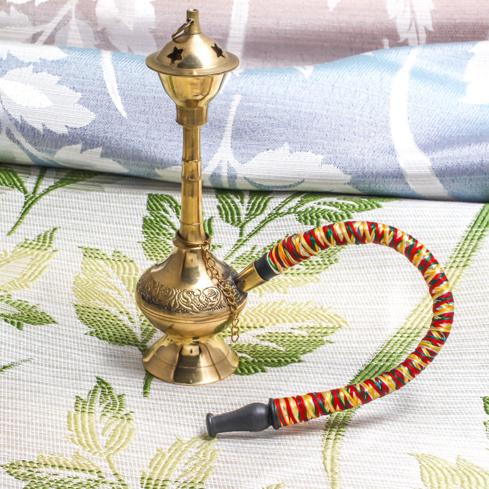 Indian Brass Vintage Hookah, Home Decor, Vintage Brass Articles