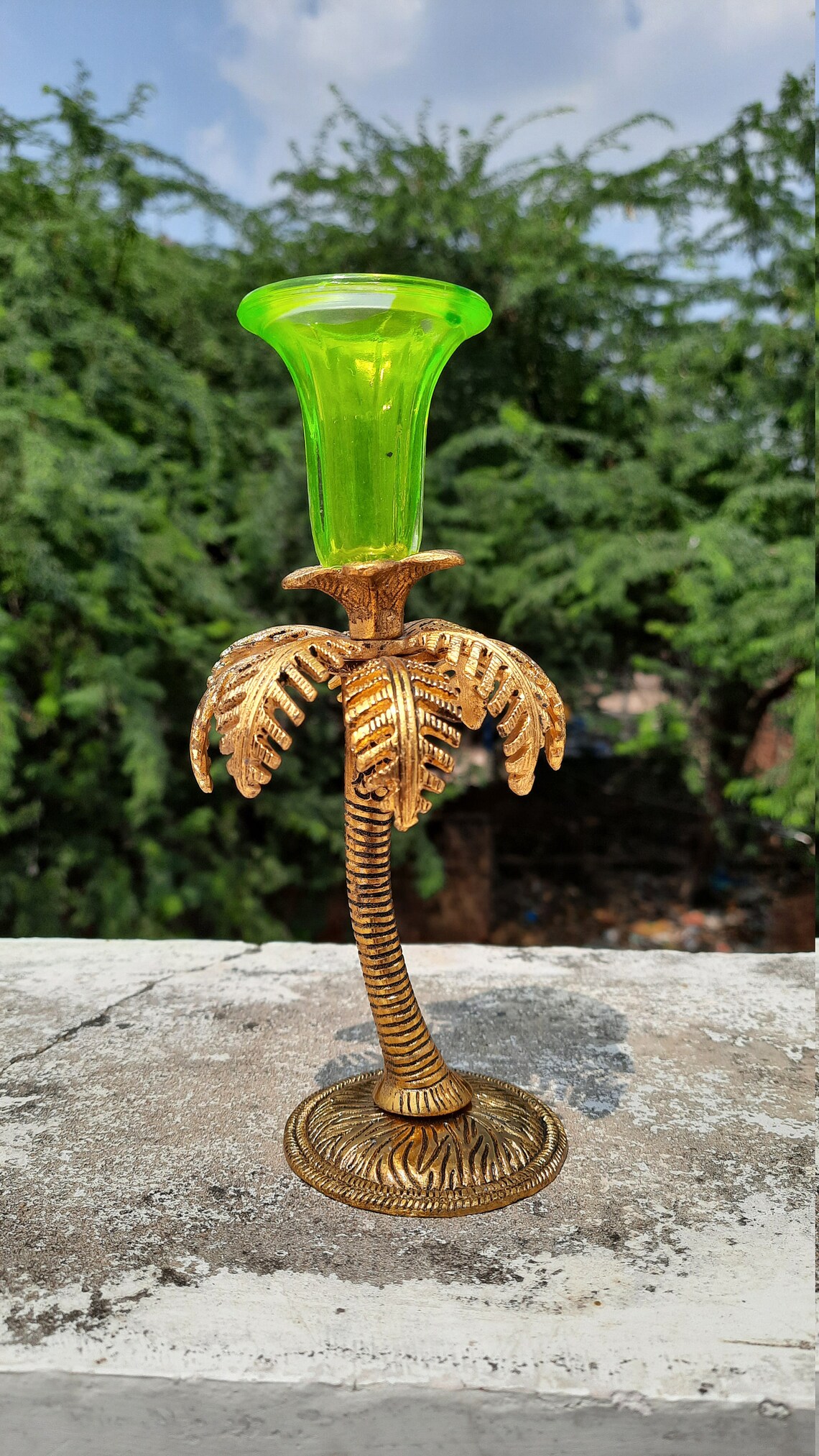 Beautiful Decorative Brass Palm Tree Statue with Candle Etsy