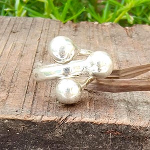 Handmade Sterling Silver Ball Ring: Adjustable Modern Statement Jewelry
