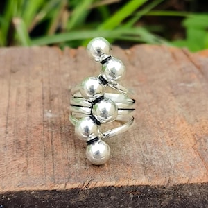 925 Sterling Silver Multi Beads Dainty Ring, Minimalist Stacking Ring, Tiny Beaded Band, Delicate Everyday Jewelry Gift for Her