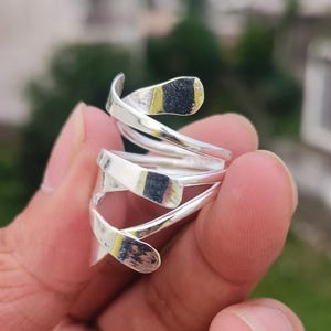 Sterling Silber Spirale Wickelring: Einstellbar Boho Statement Schmuck