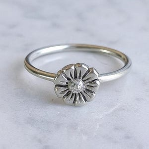 Daisy Flower Sterling Silver Ring: Handmade 925 Boho Jewelry