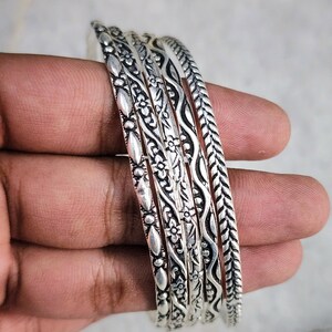 Set of 5 Bangle, 925 Sterling Silver, Designer Silver Bangle, Bangle Set, Gift for Mom, Stacking Bangles, Handmade Jewellery, Set of Bangle