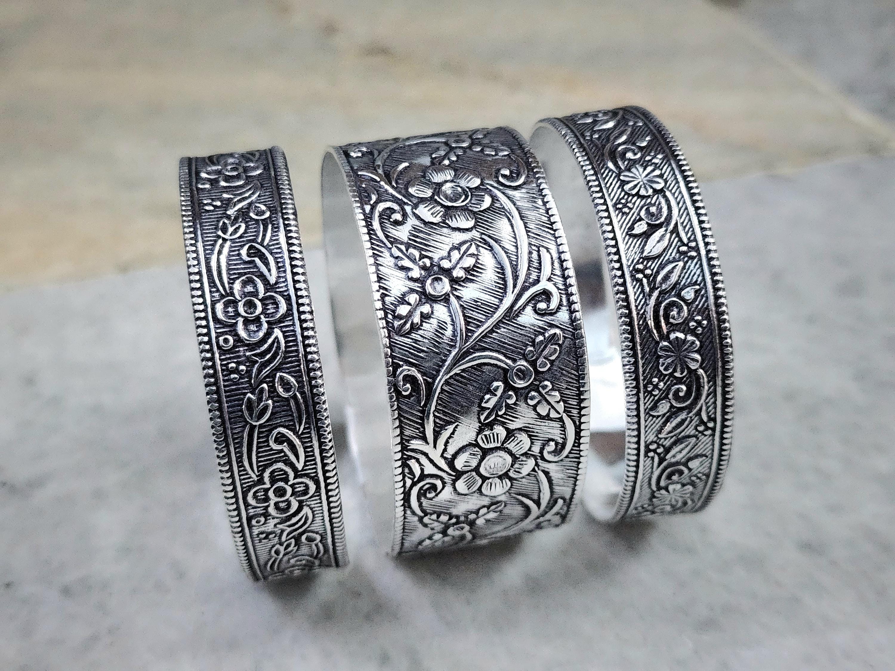 925 Sterling Silver Bangle, Designer Wide Silver Bangle