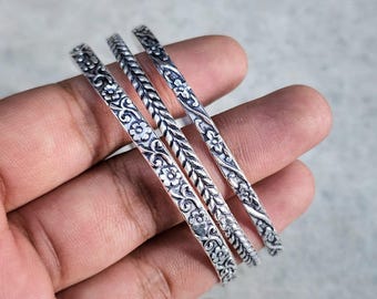 925 Sterling Silver Bangle Bracelet Flower Leaf Bangle Well 925 Sterling Silver Bangle Bracelet Flower Leaf Bangle Well