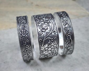 925 Sterling Silver Bangle, Designer Wide Silver Bangle