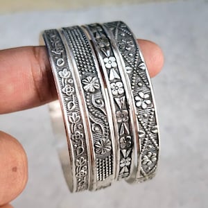 Sets Of 4 Bangles, 925 Sterling Silver Bangles, Women Gifts Bangles, Bangles-Stacking Bracelet, Handmade 4 Days Bangles, Christmas Gift
