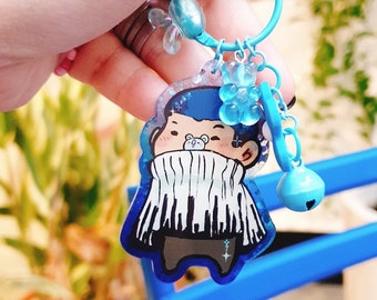 Electric Blue BTS RM Glitter Keychain