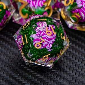 Pink Cat D&D Green Liquid Flow Core Dnd Resin Dice Set for D and D Dungeons and Dragons Pathfinder Role Playing Game D+D D20 Sharp Edge Dice