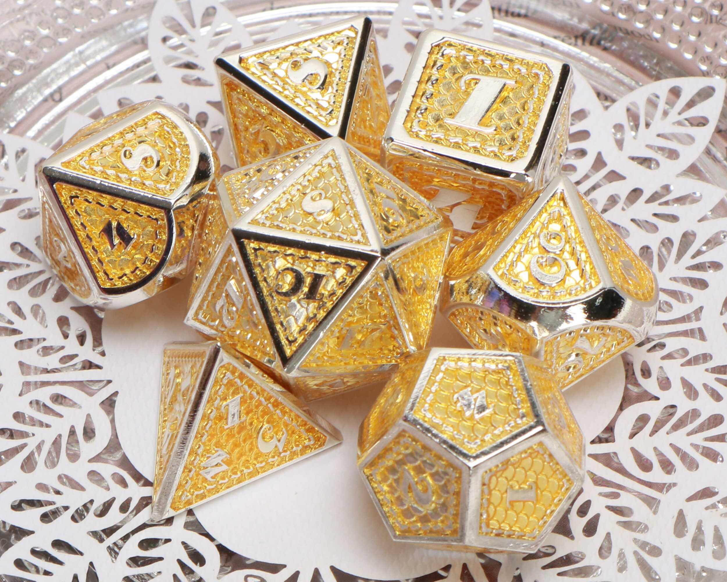 Gold Dice DND Dice Metal Rainbow Polyhedral Dice Etsy