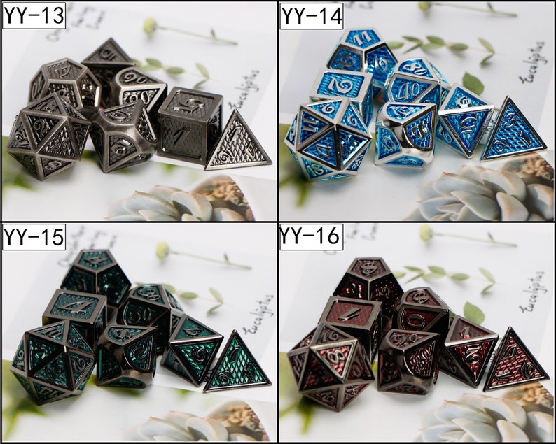 DND Metal Dice Set Green Dice DND Dice Polyhedral Dice Etsy