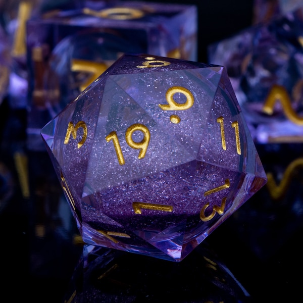D+D D6 Purple Liquid Flow Core RPG Polyhedral Sharp Edge Handmade Galaxy D and D  Dice For Dungeons and Dragons Pathfinder Role Playing Game