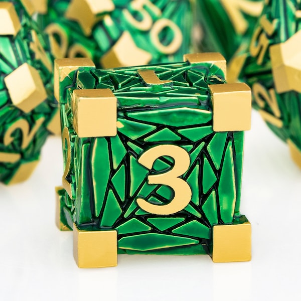 Dnd Metal Polyhedral Handmade D6 Green Dice Set For Dungeons and Dragons D and D Pathfinder Table Role Playing Game Pathfinder Heavy Dice