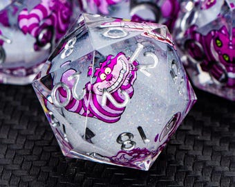 D&D Cat Liquid Activity Liquid Flow Core Dnd Resin Dice Set for D and D Dungeons and Dragons Pathfinder Role Playing Game D+D D20 White Dice