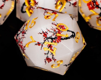 Plum Blossom Dnd Resin Dice Set D&D Handmade Polyhedral Dice For D20 D+D Dungeons and Dragons Pathfinder Role Playing Game Sharp Edge Dice