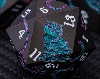 Pink Green Cat DND Metal Dungeons Dnd Dragons Rolling Game Dice Set D20 D&D Black RPG Polyhedral Metal Dice D and D Table Pathfinder Dice