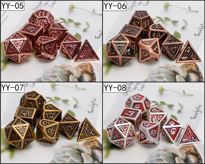 DND Metal Dice Set Green Dice DND Dice Polyhedral Dice Etsy