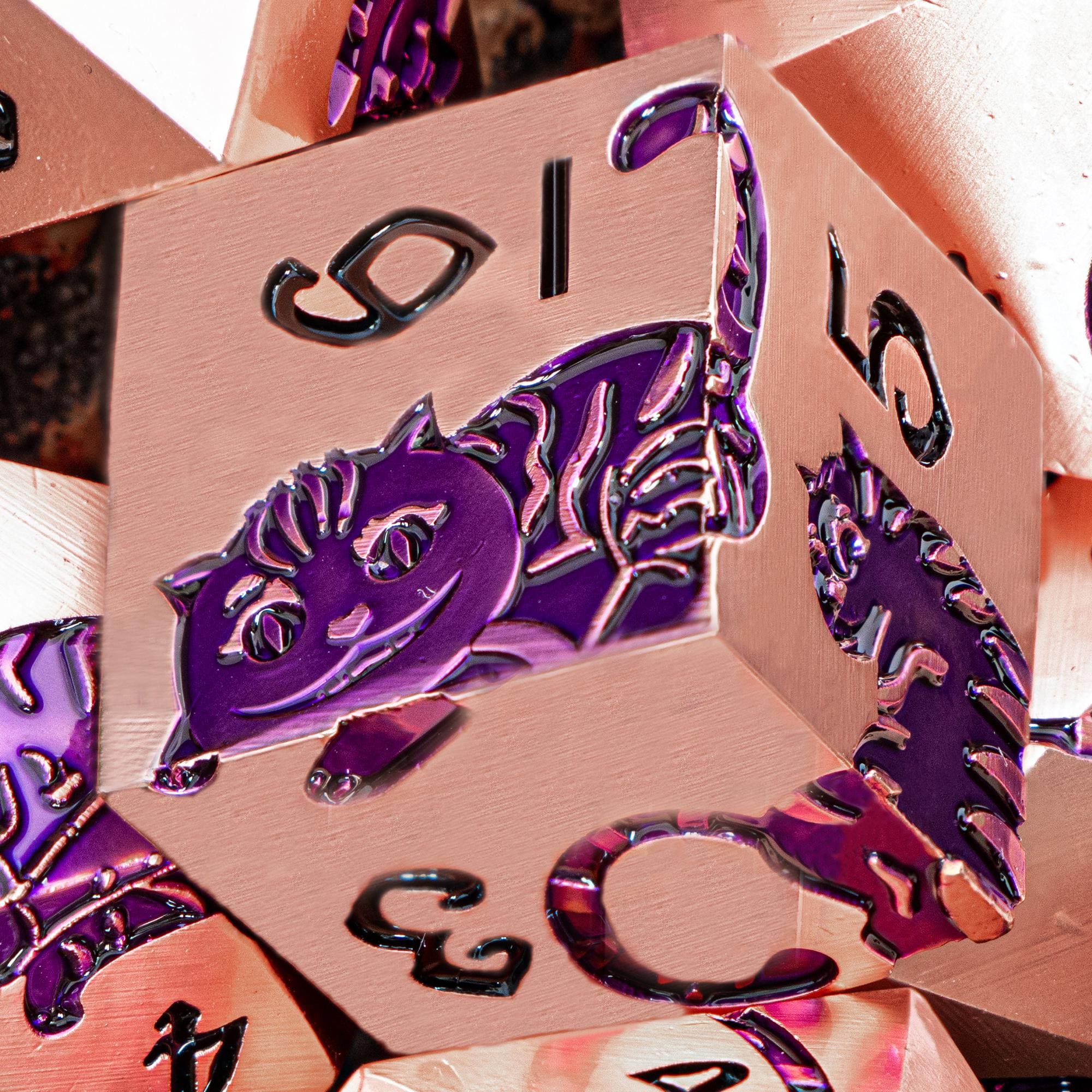 Cat DND Metal Dungeons Dnd Dragons Rolling Game Dice Set D20 D&D Red Copper Purple RPG Polyhedral D and D  Pathfinder Board Game MTG Dice