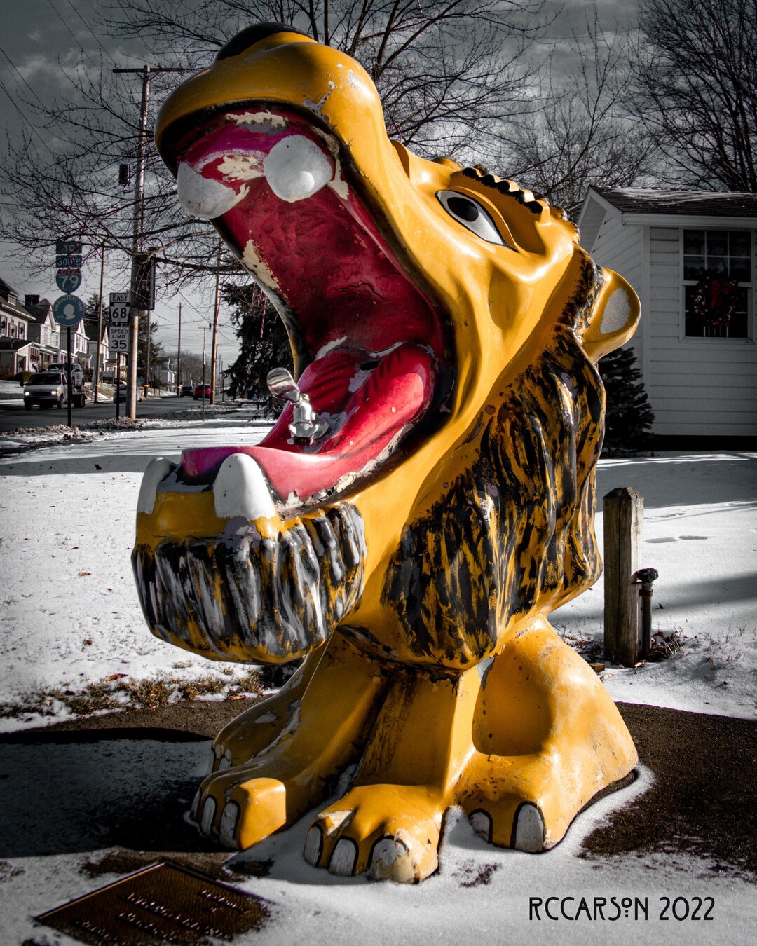 Lion Water Fountain Zelienople PA 8x10 Giclee Print Mounted Etsy