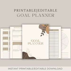 Editable Goal Planner | Printable and Customizable Goal Setting Template | Instant Download | Monthly Planner