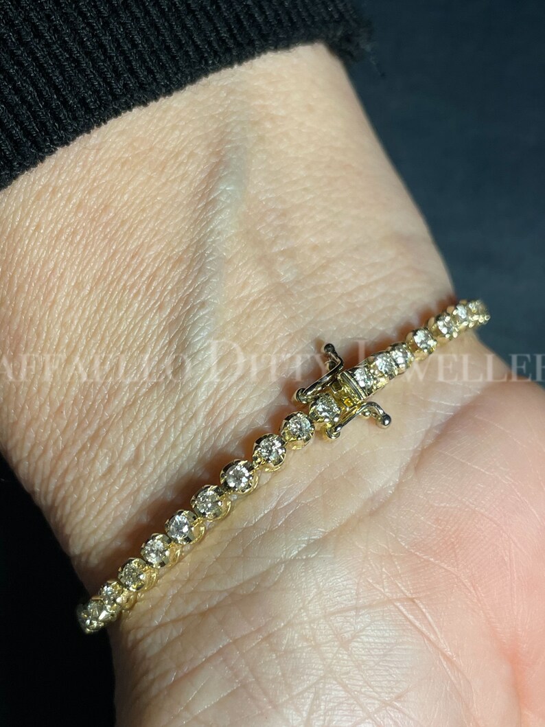 1 Carat Diamond Tennis Bracelet 14k Yellow Gold Genuine Etsy