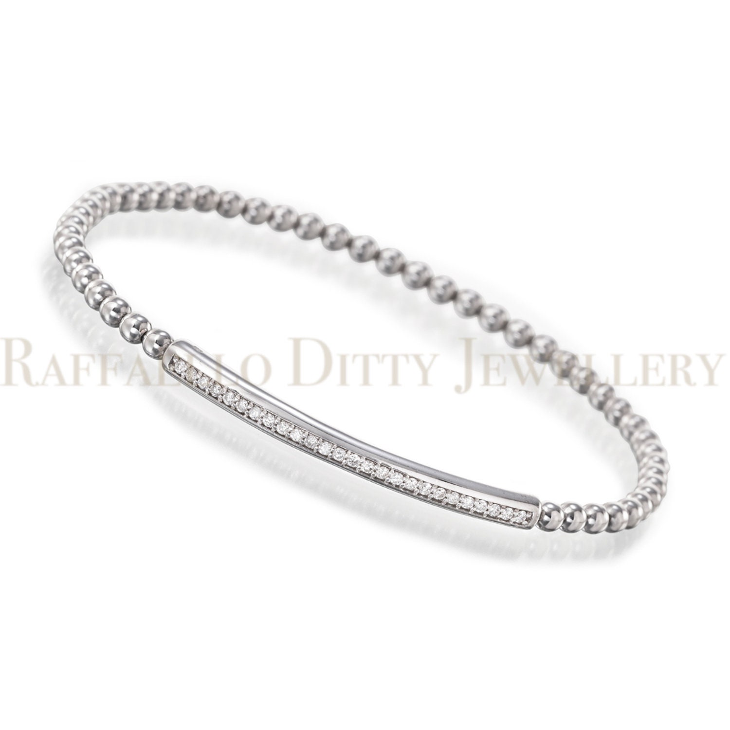 14k Heavy Gold Diamond Beaded Bracelet 26 Natural Diamond Etsy
