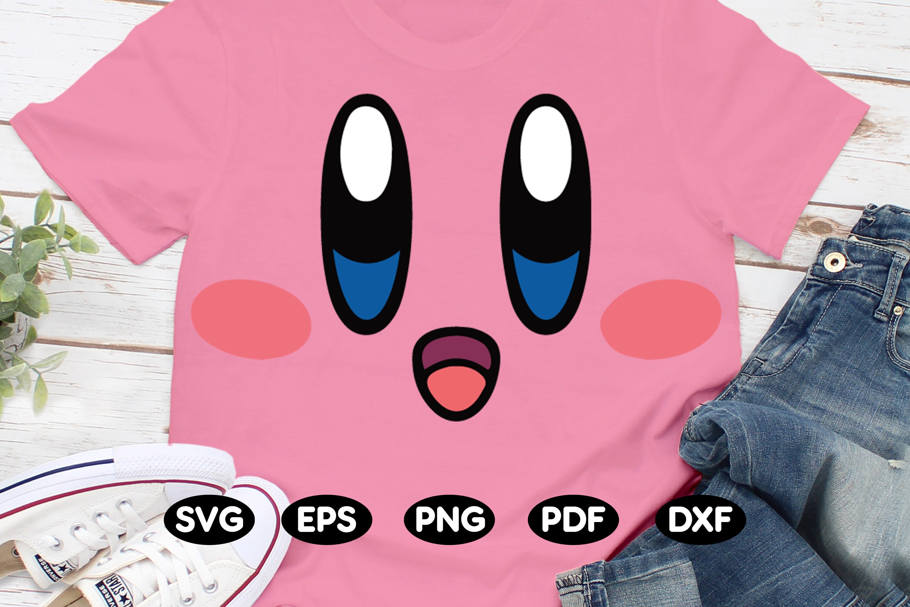 Vector Kirby Face in Svg Png Dxf Eps Pdf format Instant | Etsy