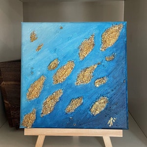 3D Gold Fish Painting Abstract Art Textured 3 d Modern Art Gift Gold Wall Room Decor
