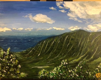 Kalalua Valley Kauai Hawaii Original Painting Hawaii Art Kauai Landscape Wall Decor Hawaii Original Gift Living Room Hawaii Wall Art