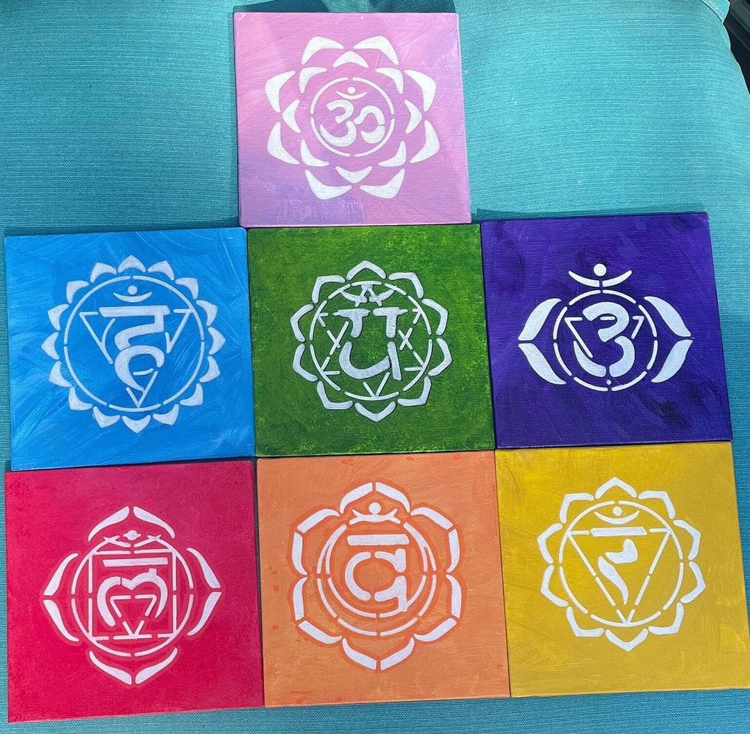 7 Chakras Set Art Handpainted Chakra Wall Decor Chakra Yoga Studio Wall ...