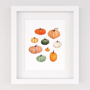 Impressão de arte de abóbora | Decoração de outono | Impressão artística em aquarela