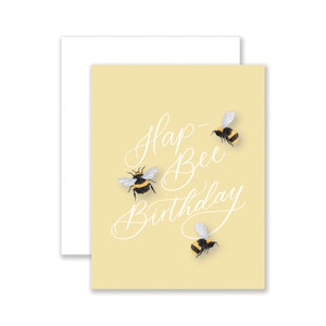 Hap-Bee Birthday Greeting Card | Birthday Card | Happy Birthday Card | Watercolor Bumblebees | Watercolor Bee Card