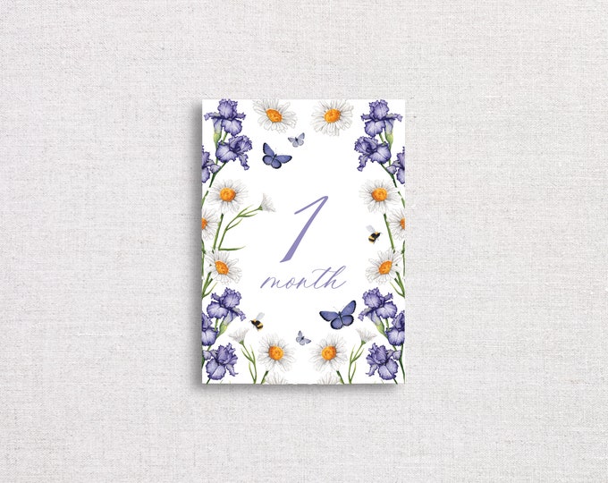 Floral Monthly Milestone Cards | Digital Download | Baby Girl Milestone ...