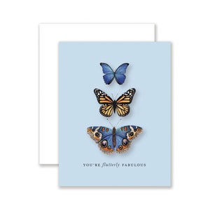 You&#39;re Flutterly Fabulous Greeting Card | Watercolor Butterfly Card | Valentine&#39;s Day Card | Love and Friendship Card | Congratulations Card