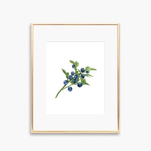Blueberry Art Print | Watercolor Art | Watercolor Blueberry Art Print | Watercolor Blueberries | Botanical Artwork | Botanical Decor