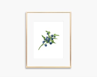 Blueberry Art Print | Watercolor Art | Watercolor Blueberry Art Print | Watercolor Blueberries | Botanical Artwork | Botanical Decor