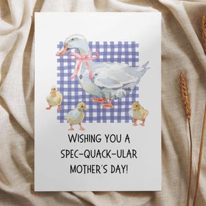 Cartão de Dia das Mães para Imprimir com Pato - Download Digital Engraçado, Bonito e Estético, Cartão de Saudação Instantâneo DIY para a Mãe, Cartão de Dia das Mães Engraçado e Trocadilho