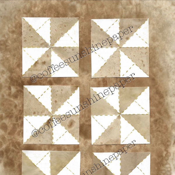 junk journal digital pinwheel paper quilt blocks
