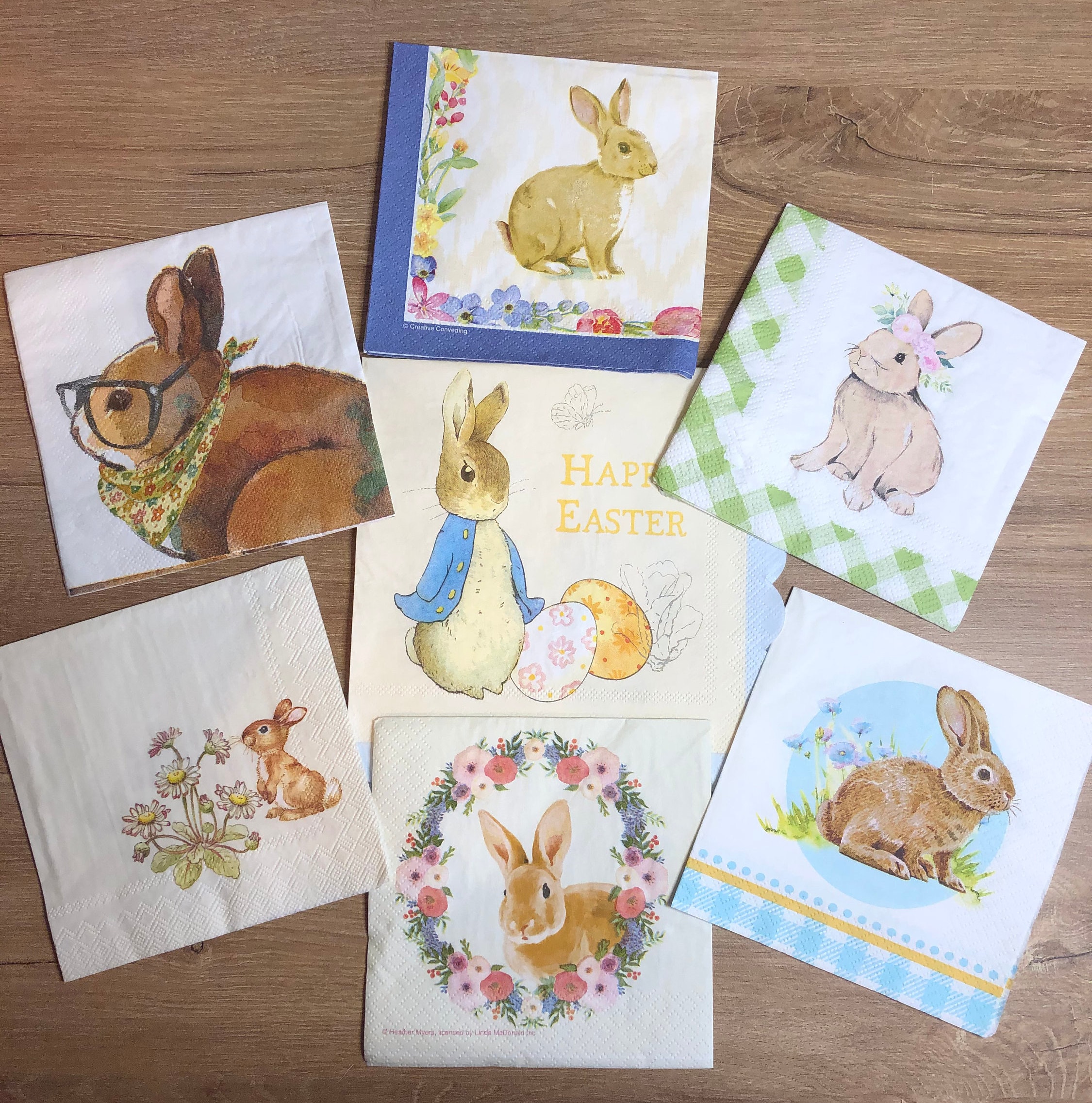 Easter Spring Paper Napkin Bunny Bundle 7 Piece Set 2 Etsy