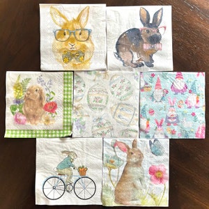 Easter Spring Paper Napkin Bunny Bundle 7 pièces # 3