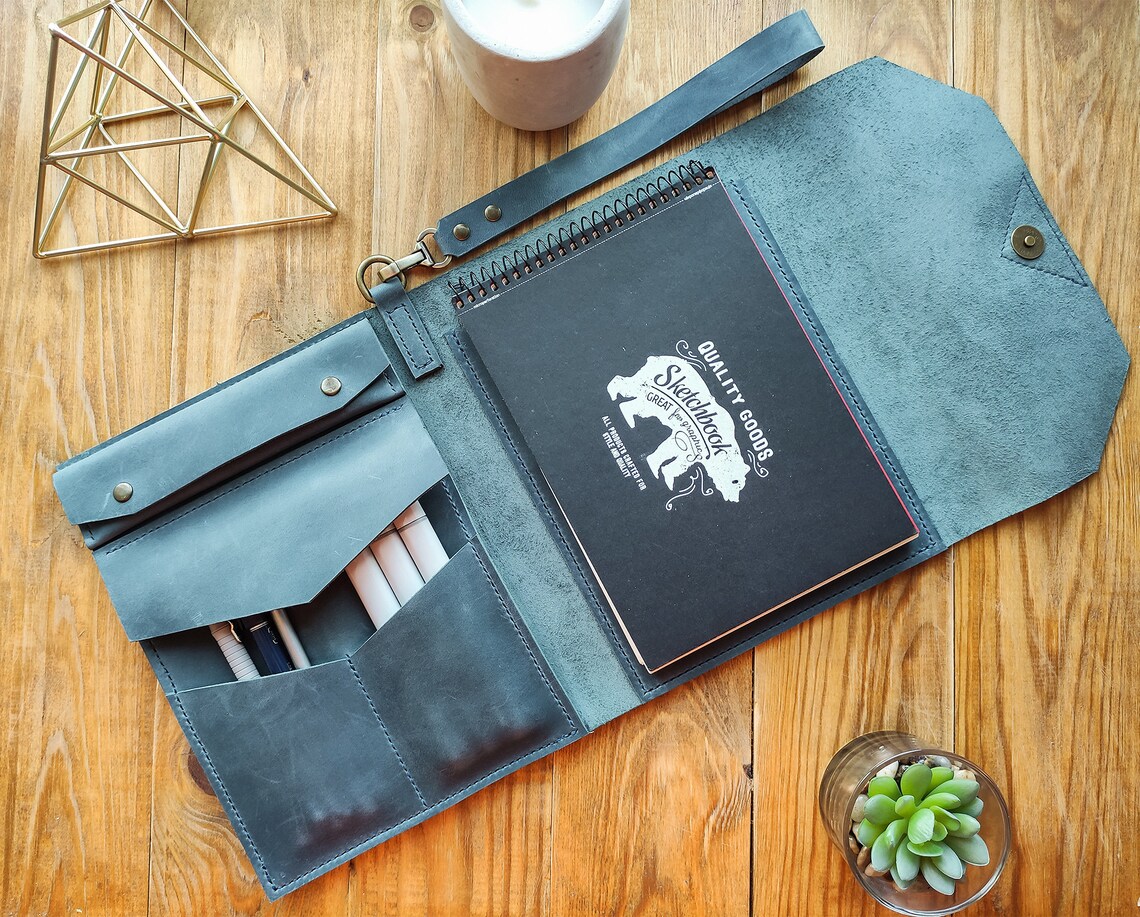 Leather sketchbook cover handmade gift for artists Etsy
