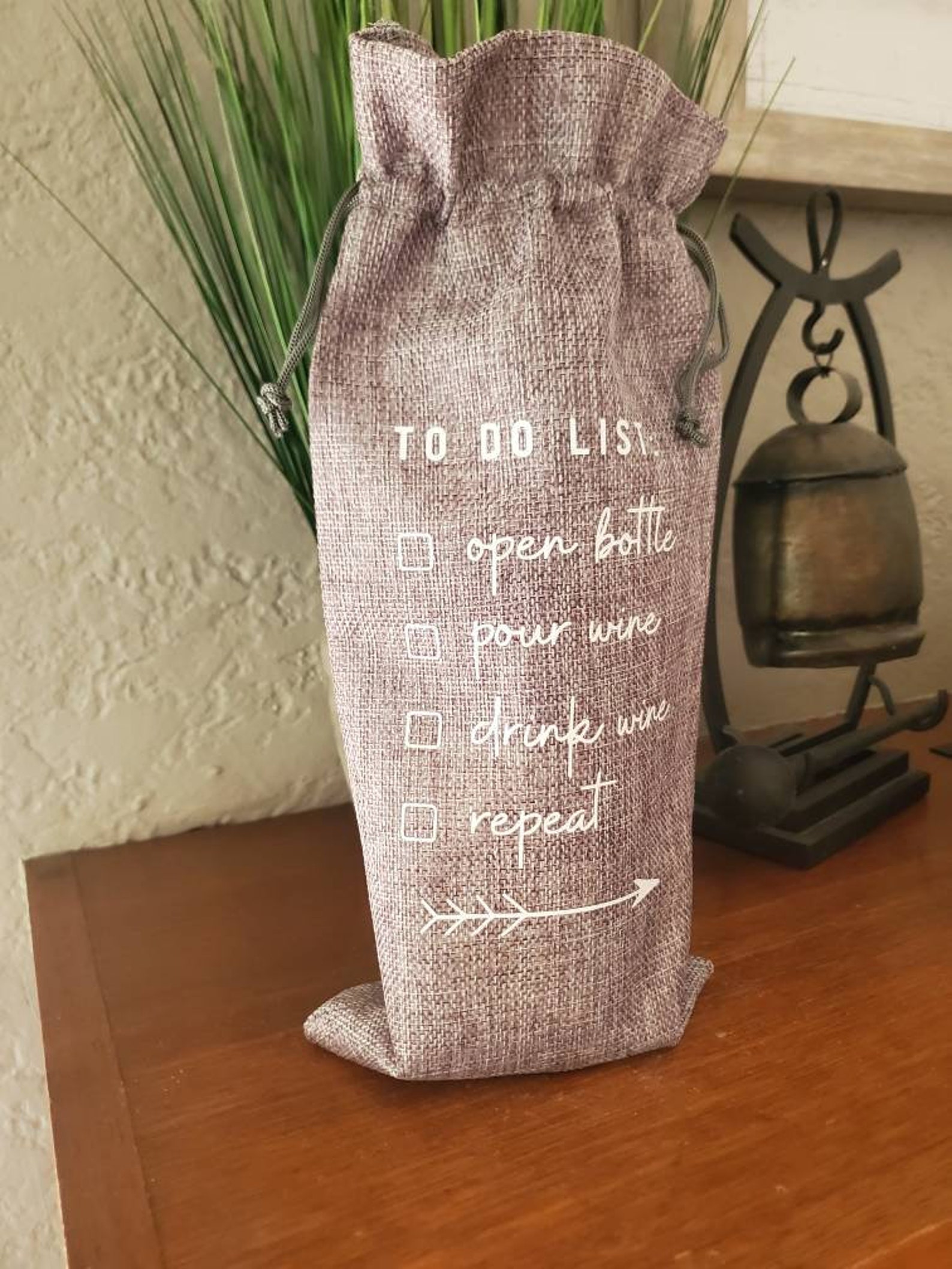 Wine Bottle Jute Gift Bag Funny Wine/Alcohol Gift Bag Unique Etsy