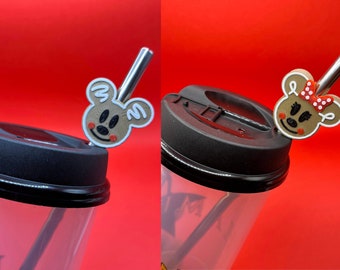 Gingerbread Mickey Mouse Drink Straw Topper Charm Holiday Decoration